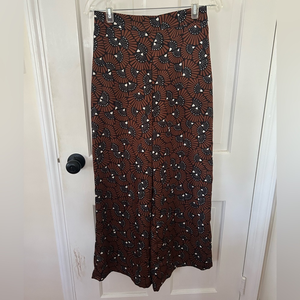 HOUSE OF HARLOW 1960 BROWN PATTERNED WIDE LEG PANTS SIZE SMALL